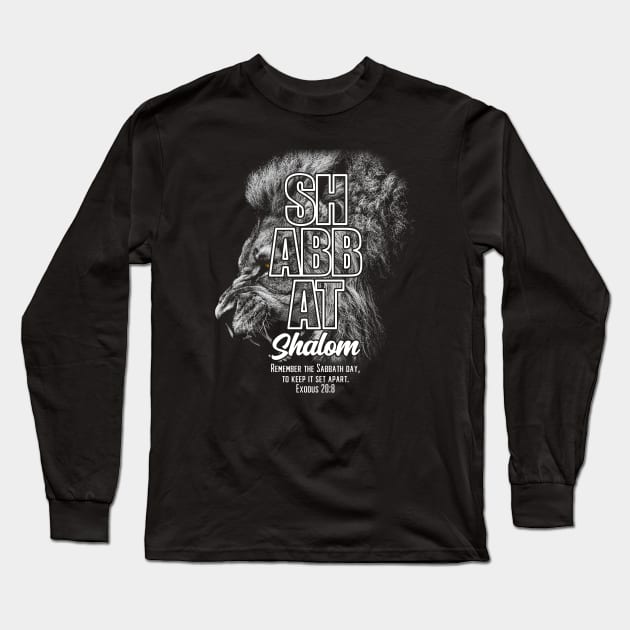 Shabbat Shalom Lion of Yahudah Long Sleeve T-Shirt by erock